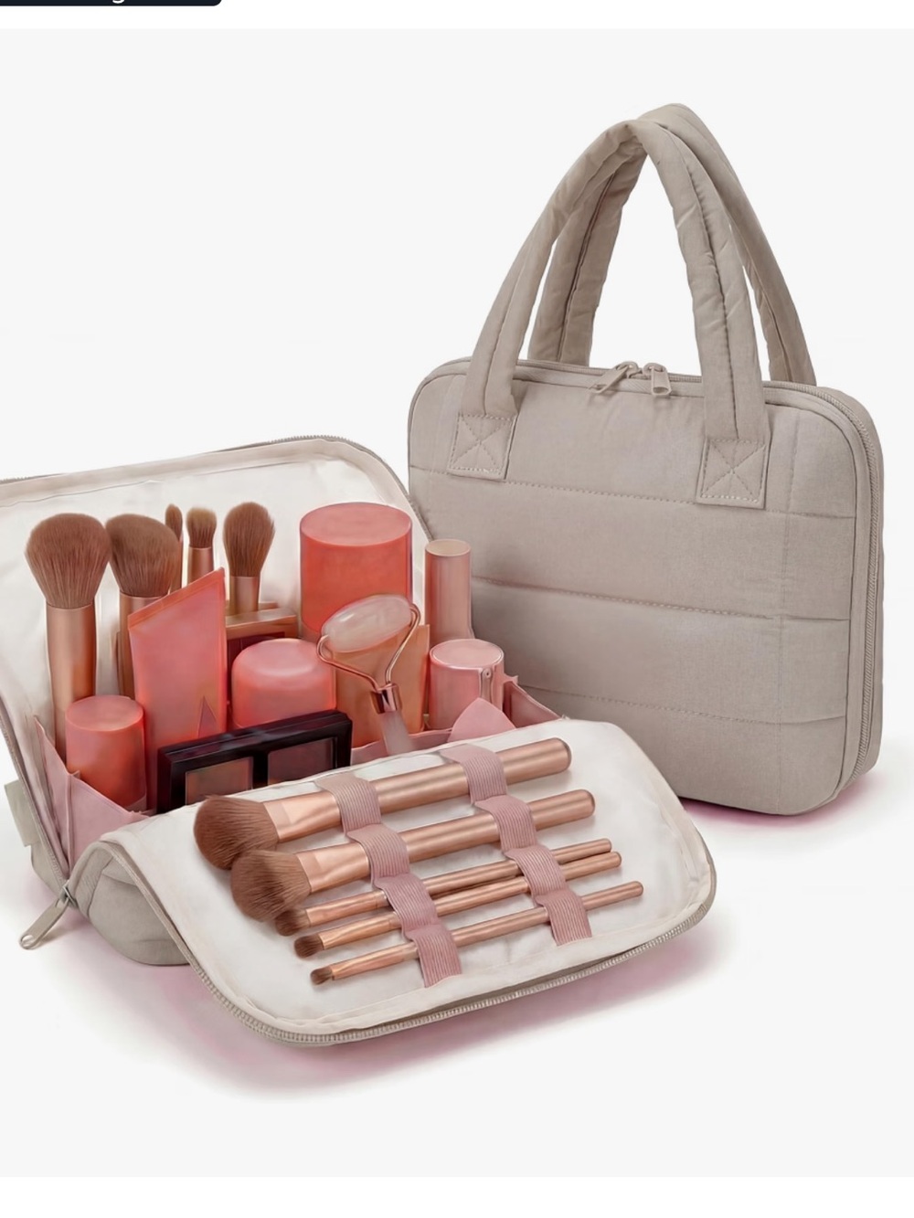 Makeup Brush and Cosmetic Organizer Bag - Pink